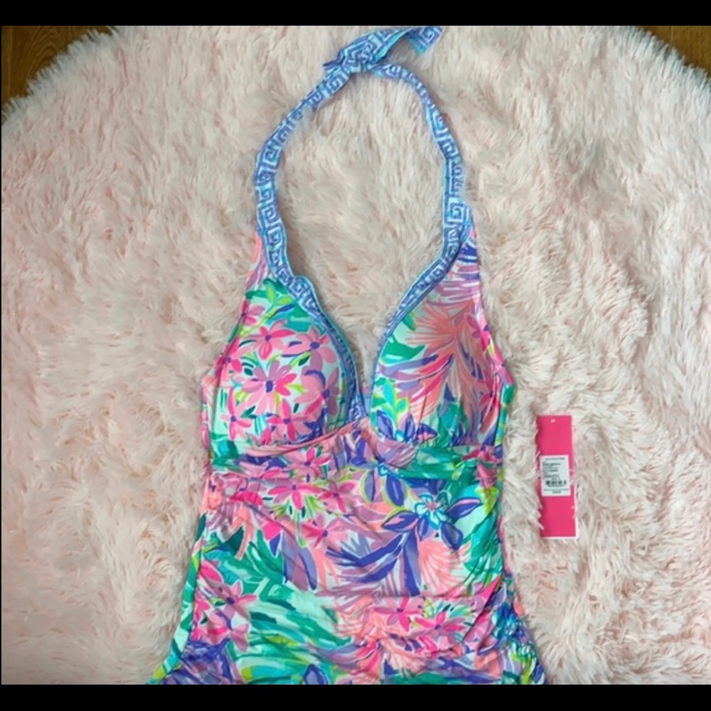 Lilly Pulitzer Bliss Halter Tankini  2 NWT purple pink flowers